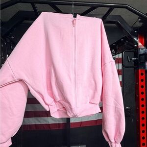 Women's Pink Zip-Front Hoodie Sweatshirt